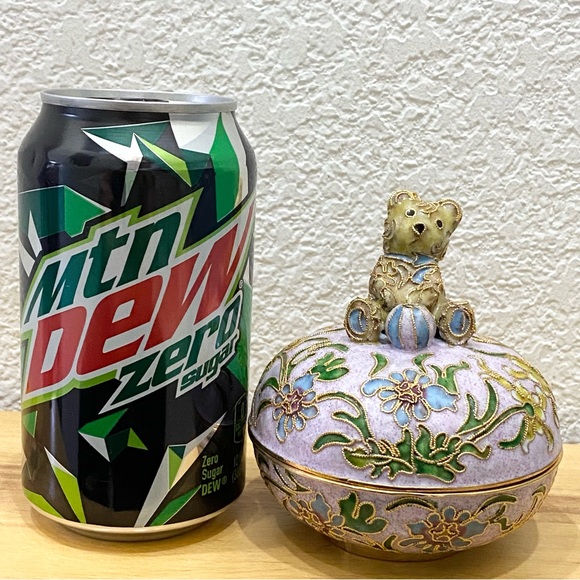 Vintage NYCO Nikki Yassaman Pink Bear Trinket Box Faberge Enameled Art Figurine - Picture 3 of 12